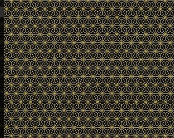 Geometric gold and black fabric, Sevenberry cotton fabric