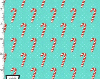 Christmas Candy Canes with Dots Fabric HF2004 12 Yard Large Print NEW Fabric BTHY Black with Silver Highlights