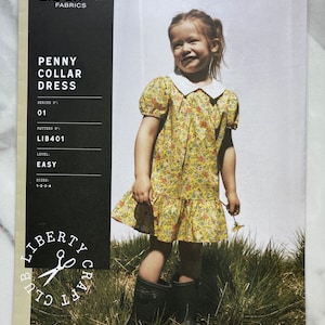 Kids Penny collar Dress, Liberty dressmaking pattern, ages 12 months - 4 years