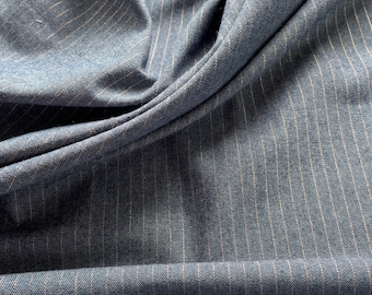 Denim fabric, with copper metallic stripes