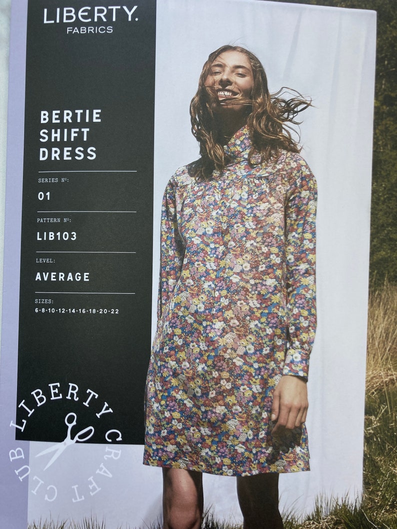 Bertie shift Dress pattern, Liberty dressmaking pattern image 1