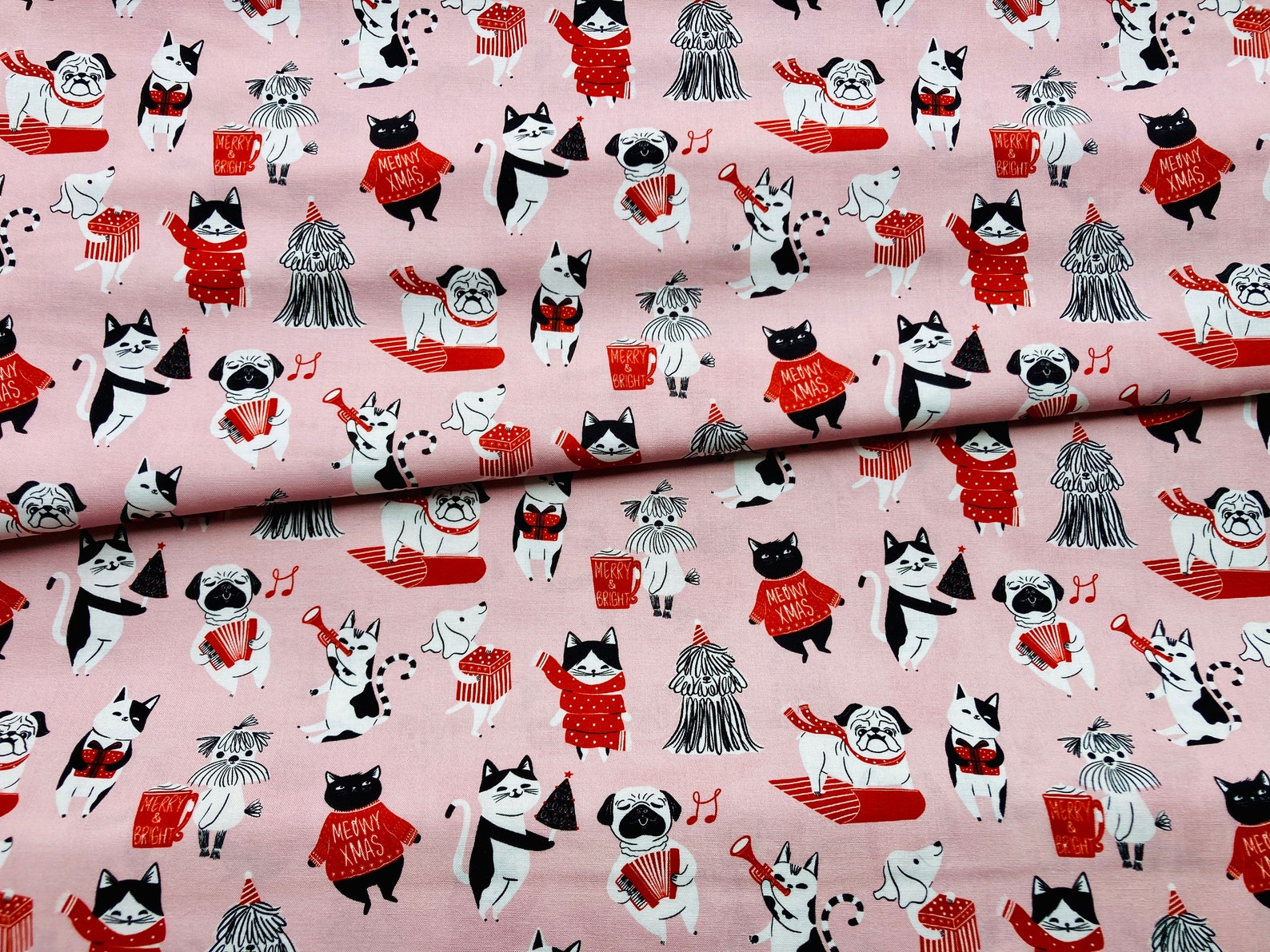 Cat Christmas Fabric Dog Christmas Fabric Pawsome Holidays Etsy UK