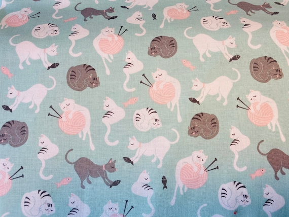 Cat lovers fabric, Riley Blake's Purrfect day, Three choices available, cats, paw prints and fishbones!