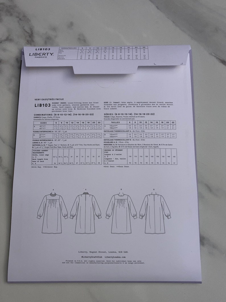 Bertie shift Dress pattern, Liberty dressmaking pattern image 4