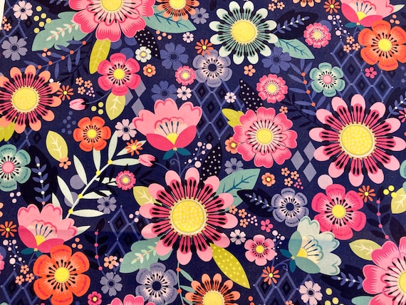 Large floral print, cotton fabric, festival from Michael Miller
