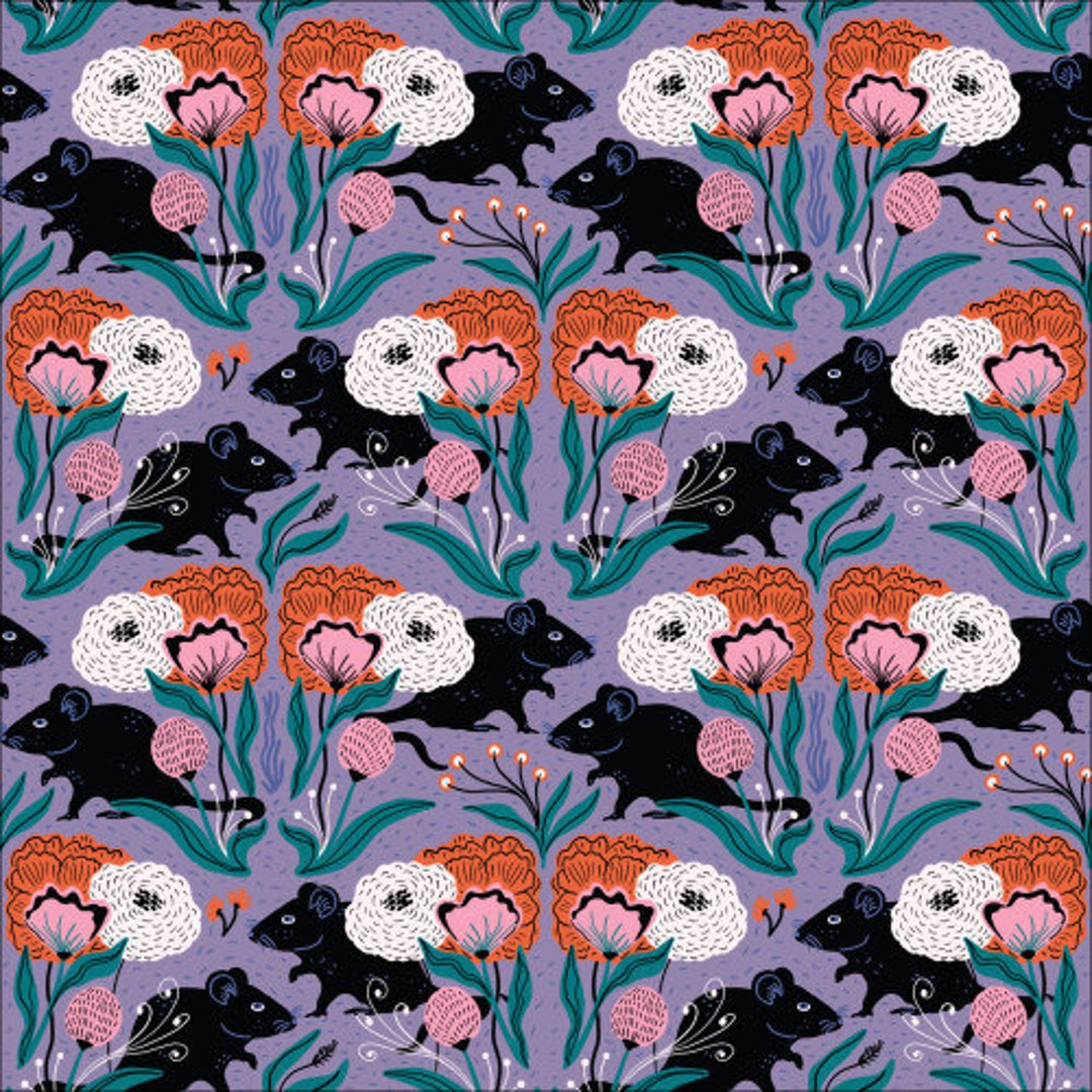 Organic Cotton, Black Rat Fabric, Toxic Garden, From Mystery at