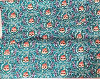 Teal racoon fabric, Vienna by Riley Blake fabric