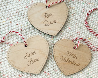 Heart tags - Personalized tags - Name Tags - Custom, Engraved tags, Wood tags, Modern, Basket tag, Eid, Ramadan, Easter, Gift Tag