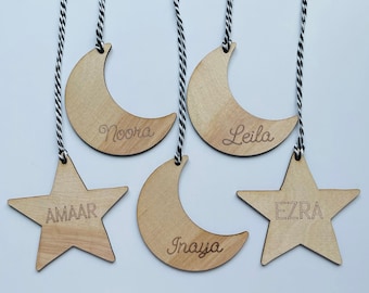 Moon tag- Star tag- Personalized name tags, Ramadan, Custom Eid tag, Basket tag, Gift tag, Eid Mubarak, Eidee