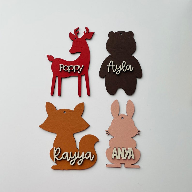 Woodland Animals Custom name tags Gift Tags Festive Basket Tags Personalized Gift Cute Stocking Tags Christmas Halloween image 6