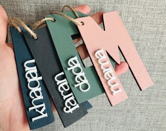 New!! Personalized tags - Stocking Tags - Custom tag, Wood tags, Modern, Basket tag, Initial Gift Tag, Custom Colored Tags