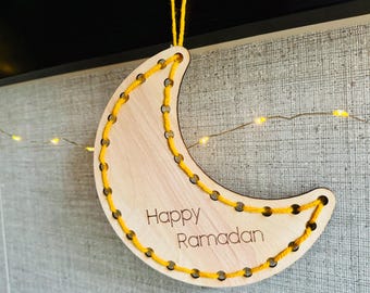 Moon & Star Embroidery Kit – Personalized text - Ramadan/Eid Kids Craft