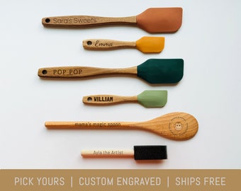 Pick yours - Engraved wooden Spatula - Engraved Spoon - Foam Brush - Personalized Gift - Custom - Stocking stuffer - Holiday Gift