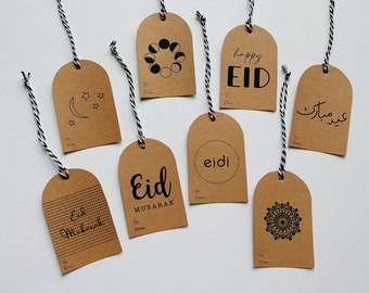 Etykiety na prezenty Eid do wydrukowania - Natychmiastowe pobranie - 8 wzorów - Eid Mubarak - Szczęśliwego Eid - Eidi - Księżyc i gwiazdy - Nowoczesny - Minimalistyczny - Prezent Eid - Zestaw