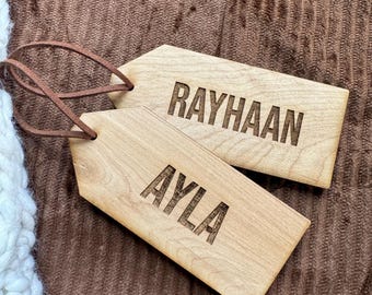 Personalized Engraved Wood Stocking Tag – Custom
