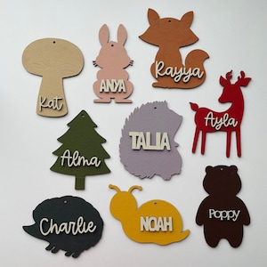 Woodland Animals Custom name tags Gift Tags Festive Basket Tags Personalized Gift Cute Stocking Tags Christmas Halloween image 1