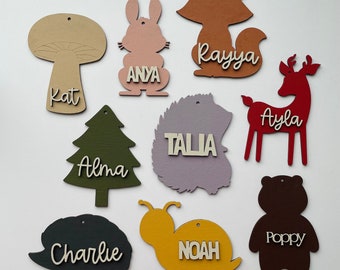 Woodland Animals Custom name tags - Gift Tags - Festive - Basket Tags - Personalized Gift - Cute Stocking Tags - Christmas - Halloween