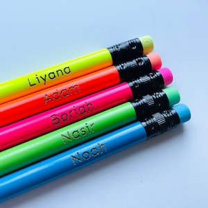 Neon Pencils Personalized, Back to school, Teachers Gift, Students gift, School Supplies, Lead Pencil, laser engraved