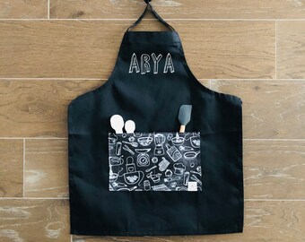 Personalized Black Apron: Custom Name, Chef, Artist, or Crafter Gift