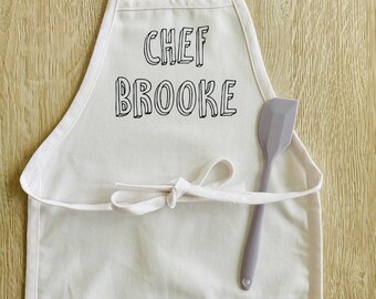 Personalized Kids Apron with Spatula – Cotton Chef Gift