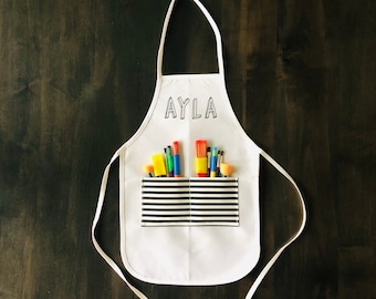 Personalized Kids Apron with Pockets: Artist, Chef, Baking Gift