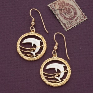 Delfin Ohrringe, Delfin Schmuck, Sea Life Ohrringe, Sea Life Schmuck, World Coin Schmuck, (# 893E )