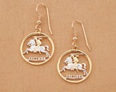 Lithuanian Coin earrings, Hand cut Lithuanian one centu coins, Lithuanian Jewelry, 3 4 quot in diameter , ( 227E )
