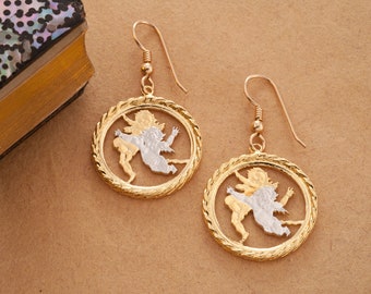 3//4 in diameter, # 635E Religious Earrings Guardian Angel Earrings