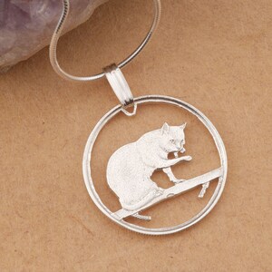 Sterling Silver British Blue Cat Pendant: Isle of Man Coin Jewelry
