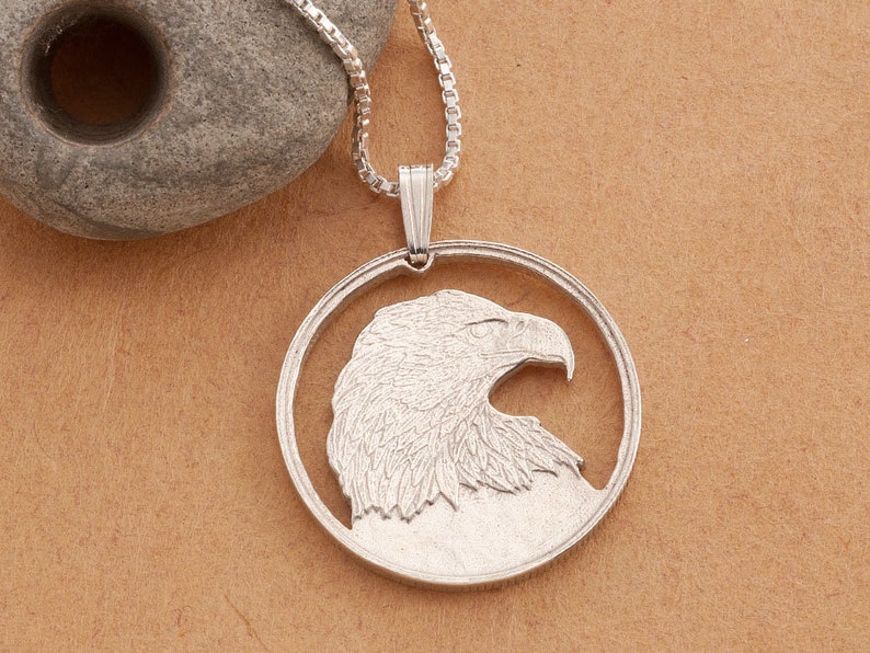 Silver Bald Eagle Pendant and Necklace Hand Cut Canadian Bald | Etsy