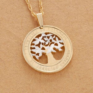 Columbia Coin Pendant, Guacari Tree Coin Hand Cut Coin, 7/8&quot; in Diameter, ( #R 868 )