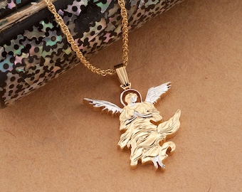 Guardian Angle Pendant, Guardian Angle Jewelry, Angel Jewelry, Angel Pendant, Religious Jewelry, 1 1/8&quot; long, ( # 680)