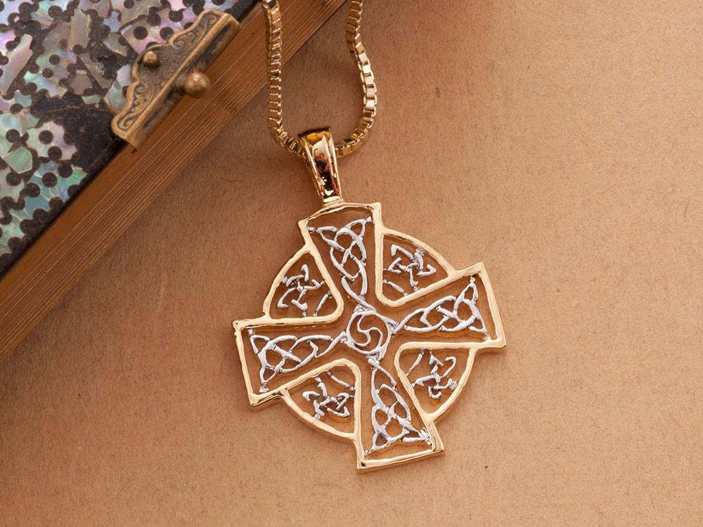 Celtic Cross Pendant & Necklace Hand Cut Medallion, ( #X 905 )