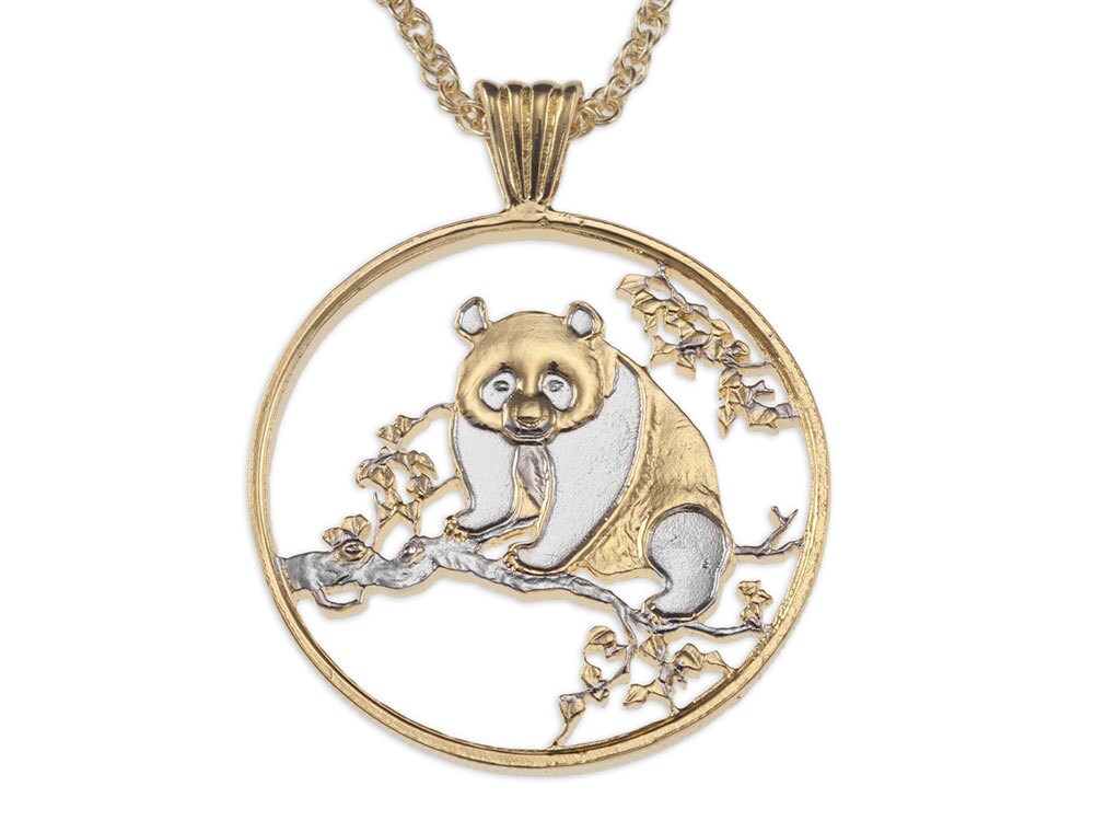 Panda Bear Pendant & Necklace Chinese Coin Hand Cut R 812 - Etsy