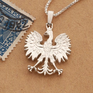 Sterling Silver Polish Eagle Pendant 1.75'' - Polish Art Center