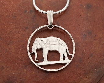 Elephant Pendant, Thailand Necklace, Coin Jewelry, Jewelry For Woman, Wildlife Jewelry, Pendant Necklace, Sterling Silver Jewelry,  #K 297s