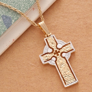 Celtic Cross Pendant & Necklace , Hand Cut Celtic Medallion, ( #R 776B )