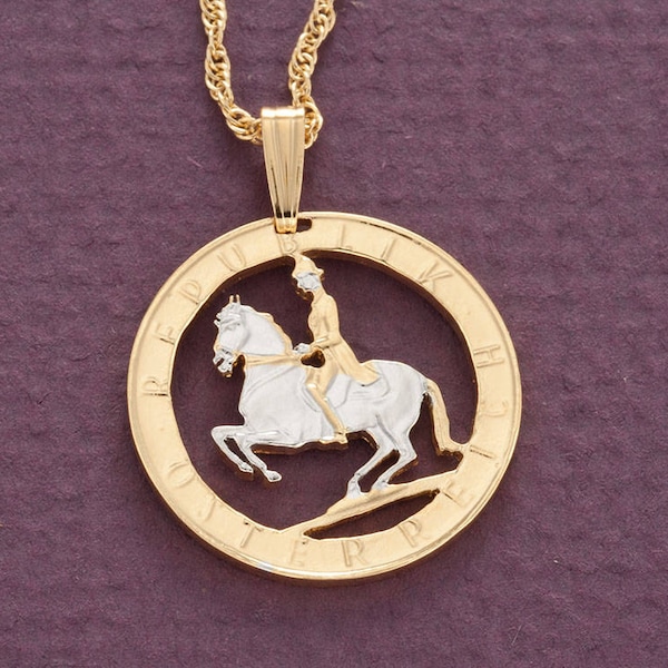 Austrian Lipizzaner Horse Pendant, Austrian Coin Jewelry, 3/4" in Diameter  (#R 12)
