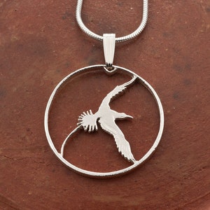 Bermuda Long Tail Pendant, 25 Cent Coin, Hand cut coin, 7/8&quot; in diameter ( #K 38s )
