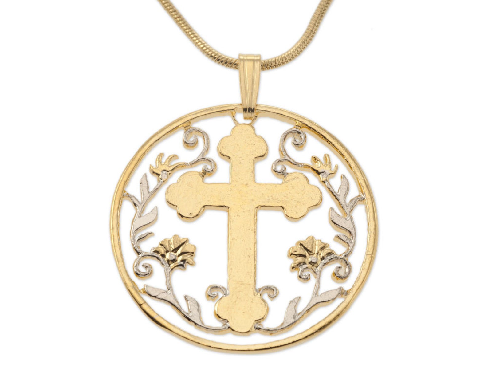 Religious Cross Pendant and Necklace Cross Medallion Hand Etsy
