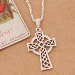 Sterling Silver Celtic Cross Pendant, Celtic Cross Jewelry, Sterling Silver Irish Jewelry, 1" long, ( #X 819S )