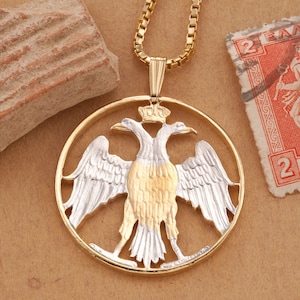 Greek Phoenix Pendant, Greek hand cut coin, 1 1/8&#39; in diameter, ( #X 902 )
