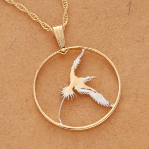 Bermuda Long Tail Pendant, 25 Cent Coin, Hand cut coin, 7/8&quot; in diameter, ( # R 38 )