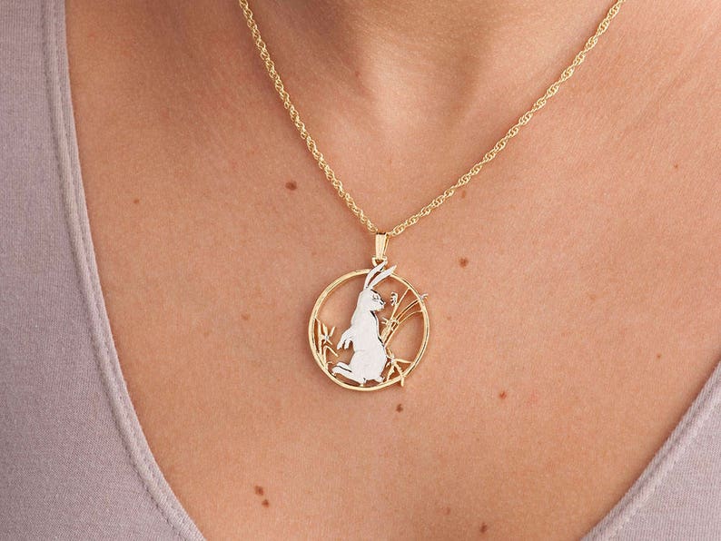 Rabbit Pendant & Necklace Year of the Rabbit Chinese Coin Etsy
