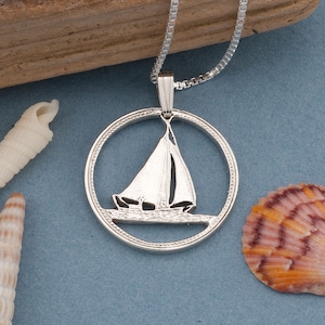 Sterling Silver Sailboat Pendant, Silver Nautical Pendant, Nautical Jewelry, Nautical Gifts, Silver Sailboat Pendant, ( #X 17s )