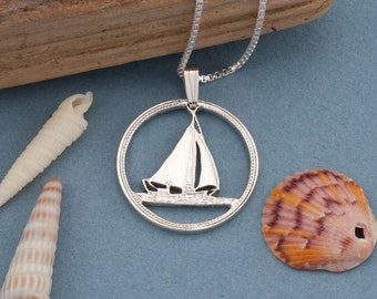 Sterling Silver Sailboat Pendant, Silver Nautical Pendant, Nautical Jewelry, Nautical Gifts, Silver Sailboat Pendant, ( #X 17s )