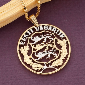 Estonian Jewelry Pendant, Estonian 2 Krooni Coin hand Cut, 1 1/4 " In Diameter, ( #X 98 )