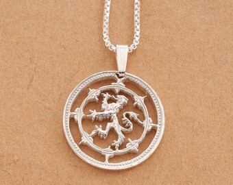 Vintage Sterling Silver 925 Griffin Lion Rampant Shield Pendant