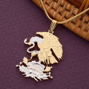 Mexican Eagle Pendant, Mexican 25 Peso hand cut coin,  1 1/4&quot; in Diameter, ( # K 233 )