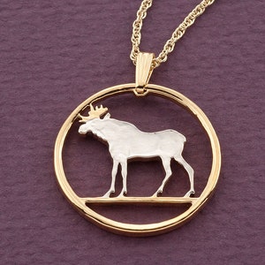 Moose Pendant, Norway Coin Jewelry, Moose Jewelry, Norwegian Coin Jewelry, Wild Life Jewelry, 1&quot; in diameter ( #R 245D )